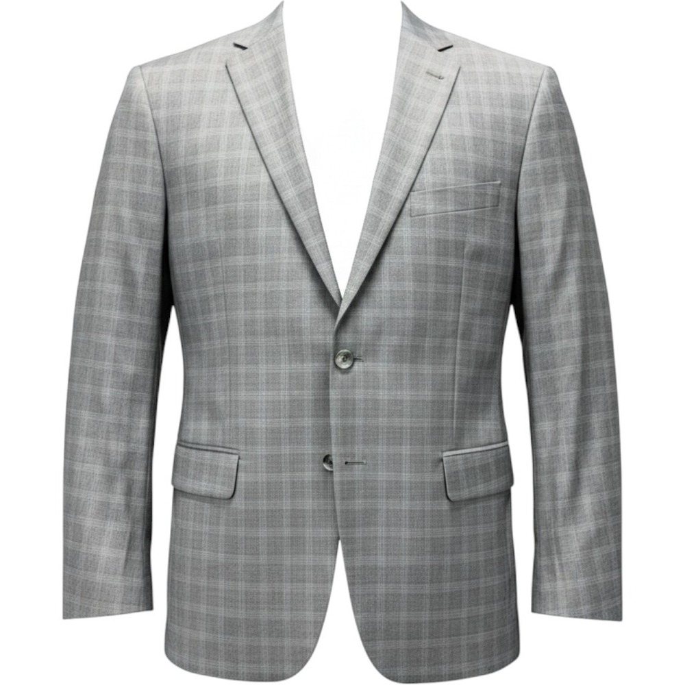 Jos A Bank Reserve Suit Jacket Mens 42L Super120s Gray window pane sport coat